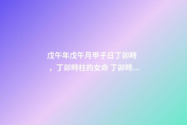 戊午年戊午月甲子日丁卯時，丁卯時柱的女命 丁卯時柱好不好